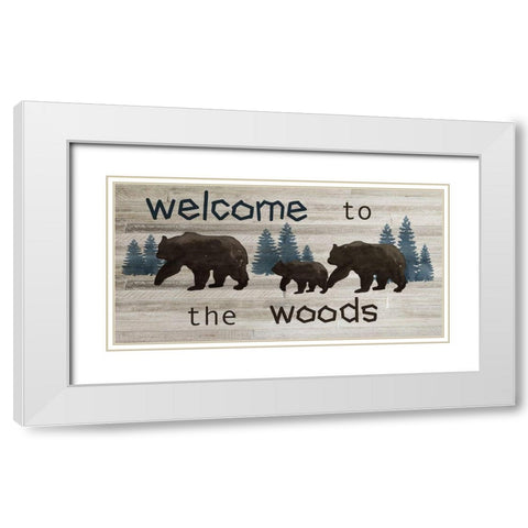 Bears Welcome White Modern Wood Framed Art Print with Double Matting by Nan