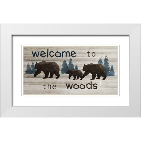 Bears Welcome White Modern Wood Framed Art Print with Double Matting by Nan