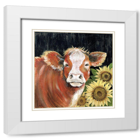 Barnyard Bessie White Modern Wood Framed Art Print with Double Matting by Tava Studios