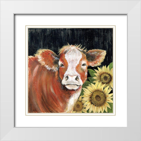 Barnyard Bessie White Modern Wood Framed Art Print with Double Matting by Tava Studios
