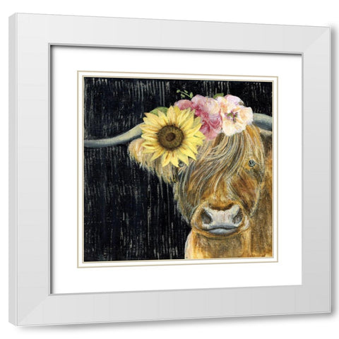 Barnyard Betty White Modern Wood Framed Art Print with Double Matting by Tava Studios
