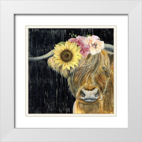 Barnyard Betty White Modern Wood Framed Art Print with Double Matting by Tava Studios
