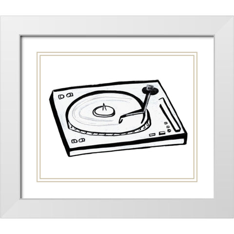 Vinyl Sketch White Modern Wood Framed Art Print with Double Matting by Tava, Alexandria