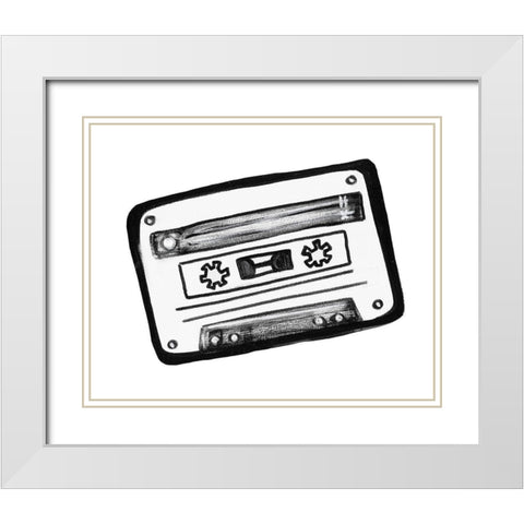 Cassette Sketch White Modern Wood Framed Art Print with Double Matting by Tava, Alexandria