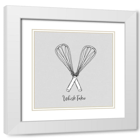 Whisk Taker White Modern Wood Framed Art Print with Double Matting by CAD Designs