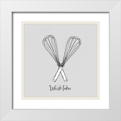 Whisk Taker White Modern Wood Framed Art Print with Double Matting by CAD Designs