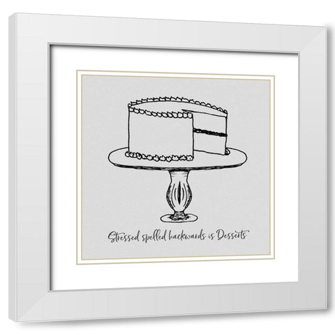 Stressed Spelled Backwards White Modern Wood Framed Art Print with Double Matting by CAD Designs