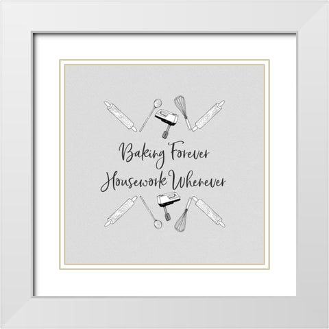 Baking Forever White Modern Wood Framed Art Print with Double Matting by CAD Designs