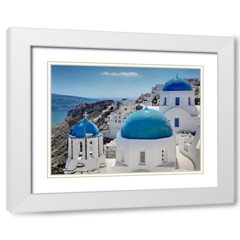 Santorini Saturday White Modern Wood Framed Art Print with Double Matting by Delimont, Danita