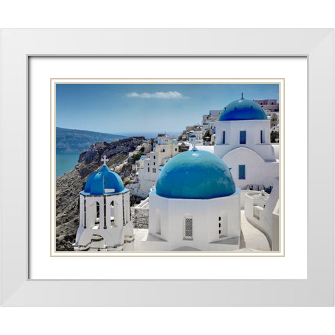 Santorini Saturday White Modern Wood Framed Art Print with Double Matting by Delimont, Danita