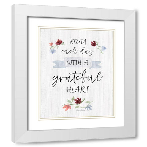 Grateful Heart White Modern Wood Framed Art Print with Double Matting by Brockmon, Kristen