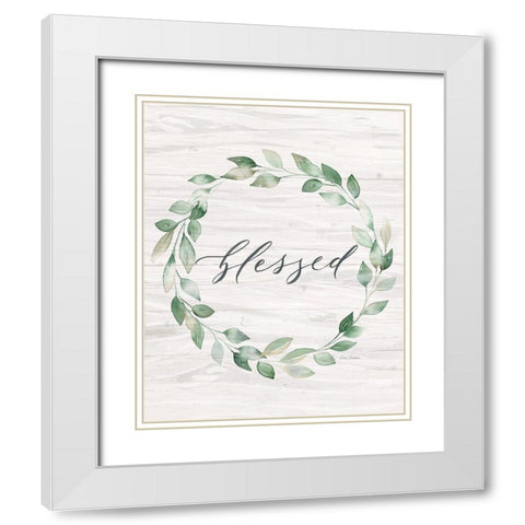 Blessed Wreath White Modern Wood Framed Art Print with Double Matting by Brockmon, Kristen