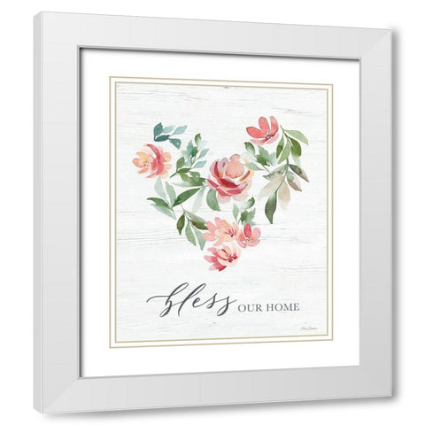 Paradise Floral Heart White Modern Wood Framed Art Print with Double Matting by Brockmon, Kristen