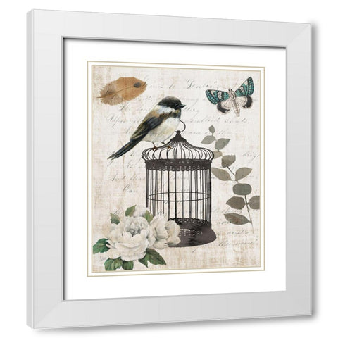 Vintage Menagerie I White Modern Wood Framed Art Print with Double Matting by Nan