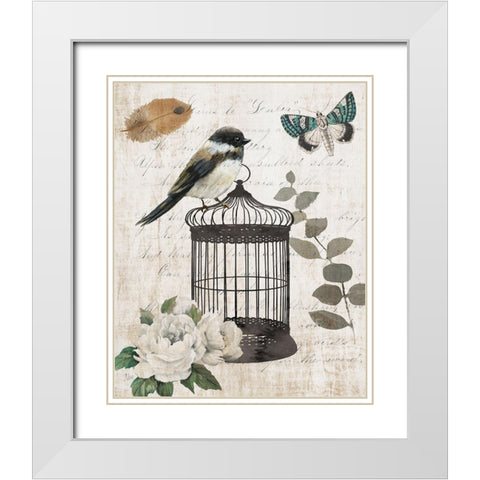 Vintage Menagerie I White Modern Wood Framed Art Print with Double Matting by Nan