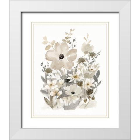 Neutral Nature I White Modern Wood Framed Art Print with Double Matting by Nan