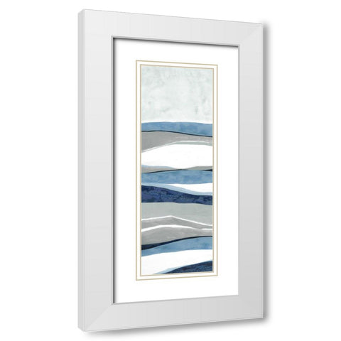 Blue Panorama I White Modern Wood Framed Art Print with Double Matting by Tava Studios