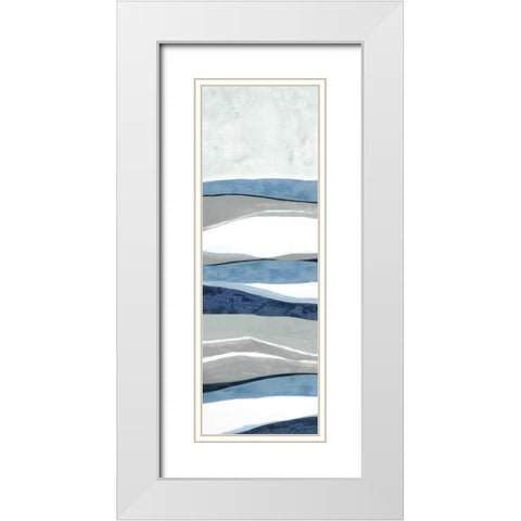 Blue Panorama I White Modern Wood Framed Art Print with Double Matting by Tava Studios
