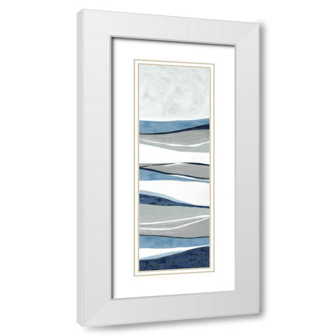 Blue Panorama II White Modern Wood Framed Art Print with Double Matting by Tava Studios