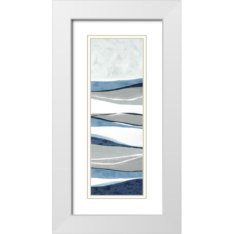 Blue Panorama II White Modern Wood Framed Art Print with Double Matting by Tava Studios