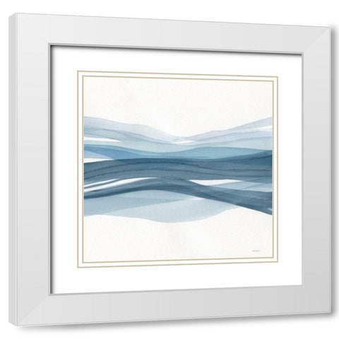 Monochrome Waves I White Modern Wood Framed Art Print with Double Matting by Robinson, Carol