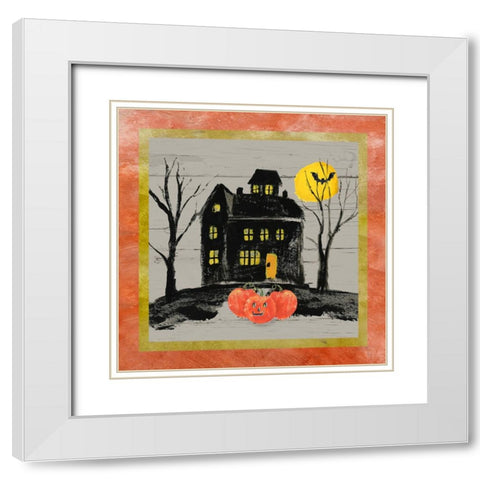 Haunted House White Modern Wood Framed Art Print with Double Matting by Nan