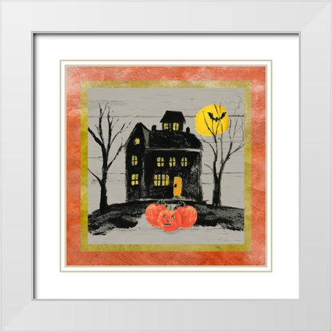 Haunted House White Modern Wood Framed Art Print with Double Matting by Nan