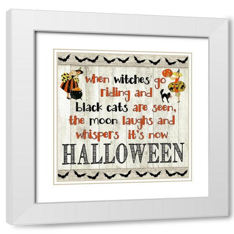 Halloween Poem White Modern Wood Framed Art Print with Double Matting by Finn, Livi