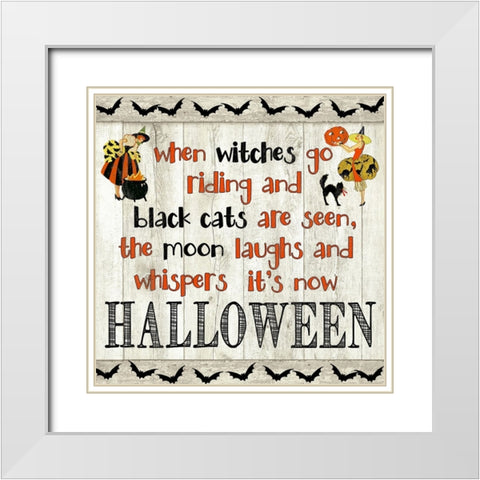 Halloween Poem White Modern Wood Framed Art Print with Double Matting by Finn, Livi
