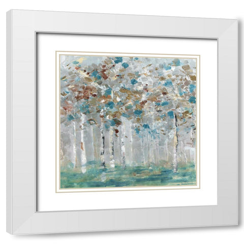 Teal Forest I White Modern Wood Framed Art Print with Double Matting by Swatland, Sally