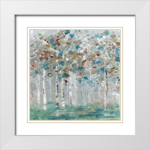 Teal Forest I White Modern Wood Framed Art Print with Double Matting by Swatland, Sally