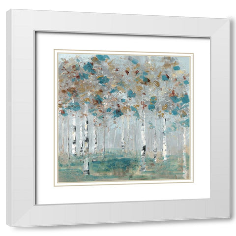 Teal Forest II White Modern Wood Framed Art Print with Double Matting by Swatland, Sally