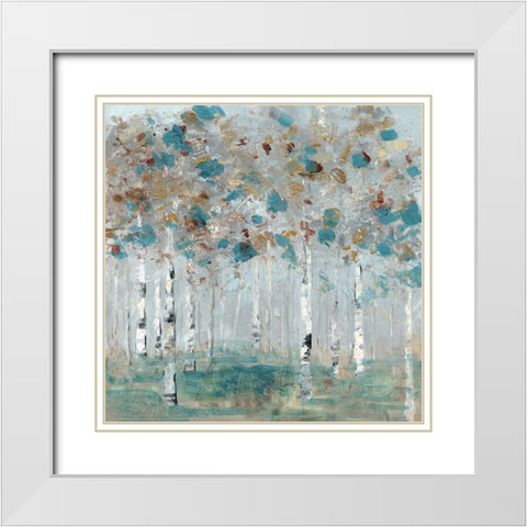 Teal Forest II White Modern Wood Framed Art Print with Double Matting by Swatland, Sally