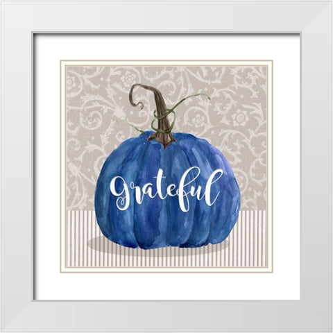 Grateful Pumpkin White Modern Wood Framed Art Print with Double Matting by Finn, Livi