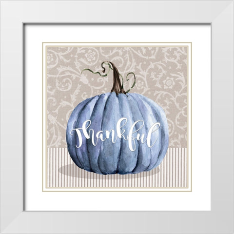 Thankful Pumpkin White Modern Wood Framed Art Print with Double Matting by Finn, Livi