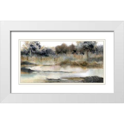 Serene River White Modern Wood Framed Art Print with Double Matting by Robinson, Carol