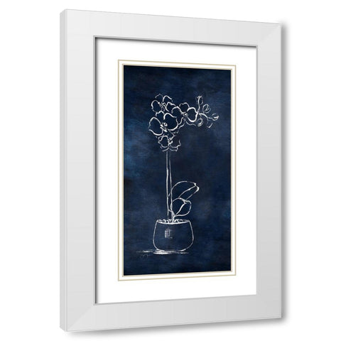 Indigo Orchid I White Modern Wood Framed Art Print with Double Matting by Tava Studios