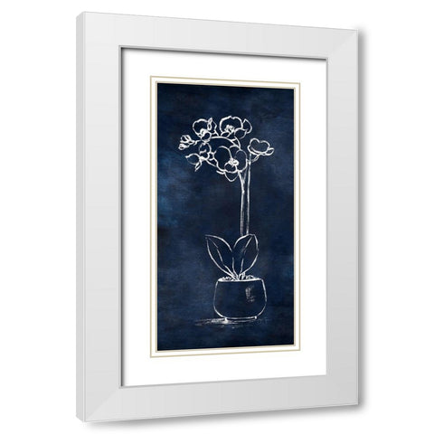 Indigo Orchid II White Modern Wood Framed Art Print with Double Matting by Tava Studios