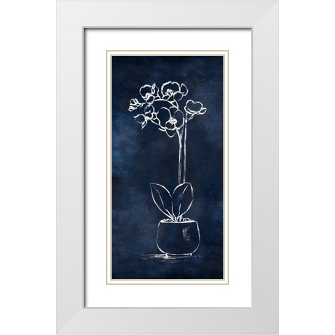 Indigo Orchid II White Modern Wood Framed Art Print with Double Matting by Tava Studios
