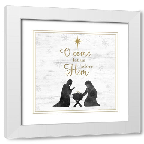 Adore Him White Modern Wood Framed Art Print with Double Matting by Carpentieri, Natalie
