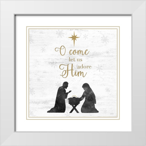 Adore Him White Modern Wood Framed Art Print with Double Matting by Carpentieri, Natalie