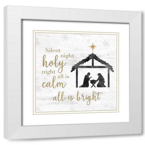 Silent Night White Modern Wood Framed Art Print with Double Matting by Carpentieri, Natalie