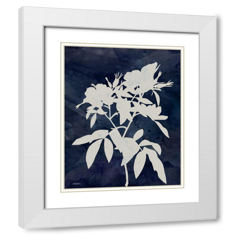 Indigo Botanical I Revisited White Modern Wood Framed Art Print with Double Matting by Robinson, Carol