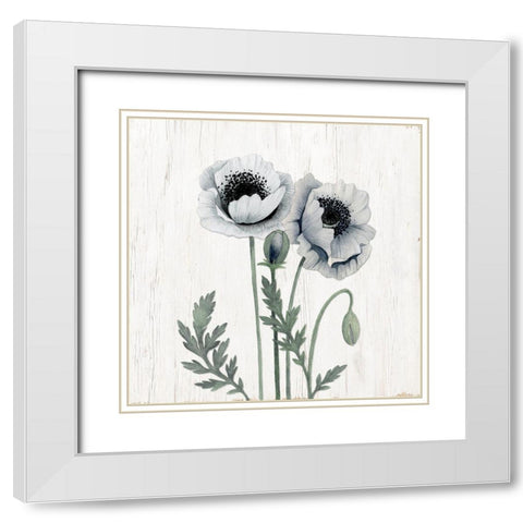 Poppies I White Modern Wood Framed Art Print with Double Matting by Gunn, Kourtni