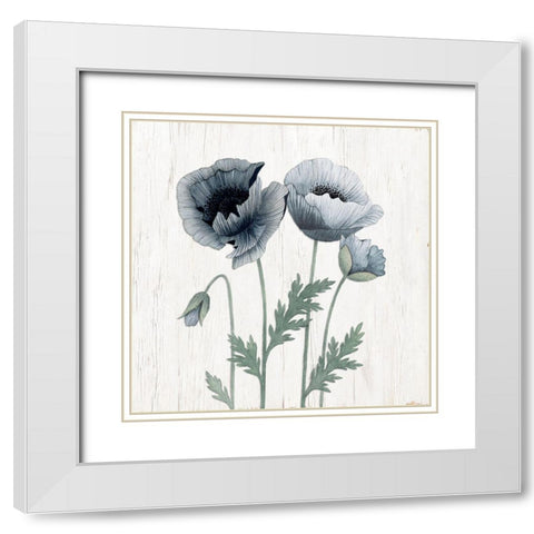 Poppies II White Modern Wood Framed Art Print with Double Matting by Gunn, Kourtni