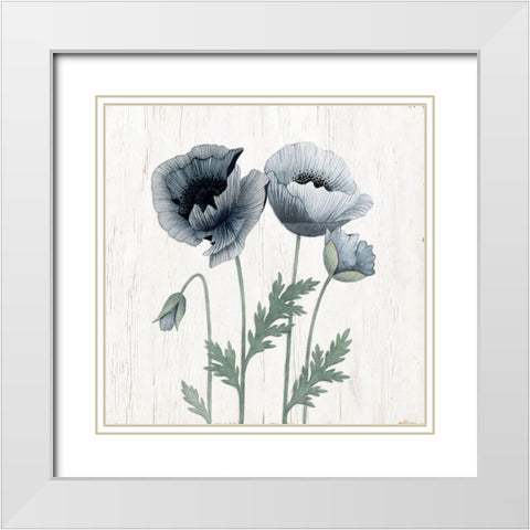 Poppies II White Modern Wood Framed Art Print with Double Matting by Gunn, Kourtni