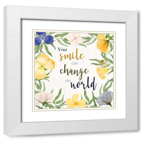 Change the World White Modern Wood Framed Art Print with Double Matting by Gunn, Kourtni