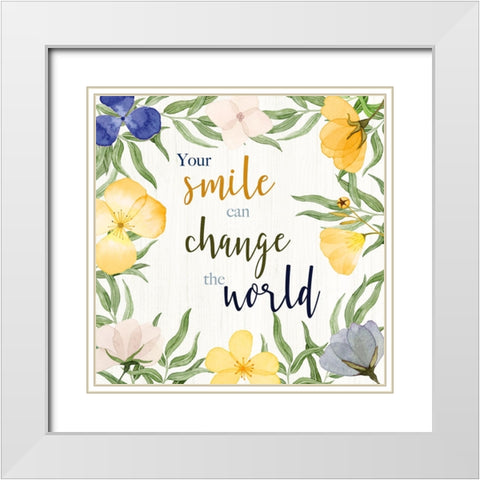 Change the World White Modern Wood Framed Art Print with Double Matting by Gunn, Kourtni