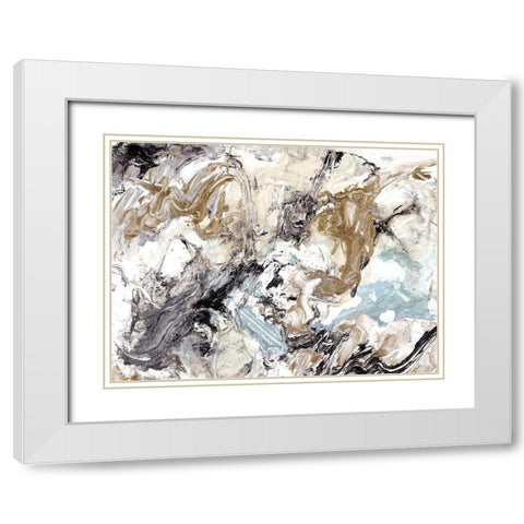 Marbleized Abstract White Modern Wood Framed Art Print with Double Matting by Chang, Stella