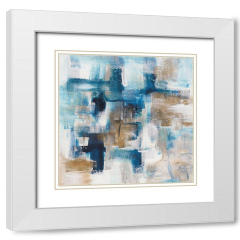 Teal Array White Modern Wood Framed Art Print with Double Matting by Chang, Stella